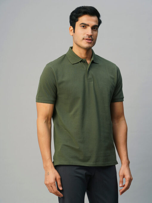 Men's Dk Green Cotton Regular Fit Tshirt - Image 4