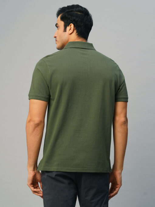 Men's Dk Green Cotton Regular Fit Tshirt - Image 5