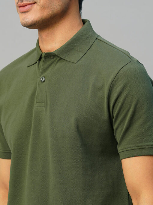 Men's Dk Green Cotton Regular Fit Tshirt - Image 7