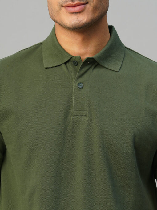 Men's Dk Green Cotton Regular Fit Tshirt - Image 6