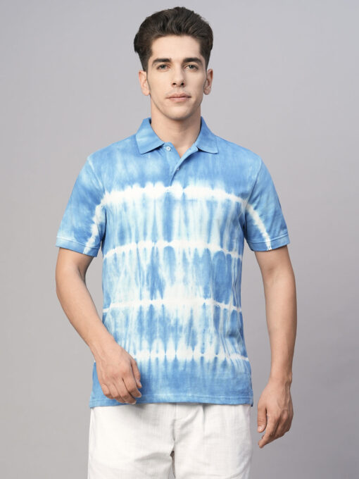 Men's Blue Cotton Regular Fit Tshirt - Image 2