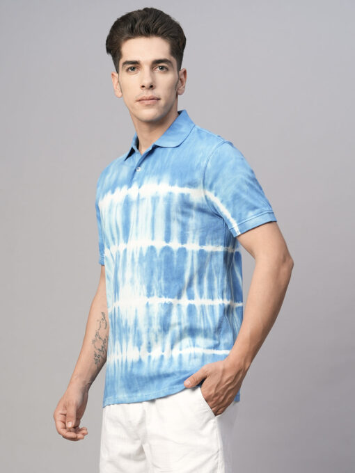 Men's Blue Cotton Regular Fit Tshirt - Image 3