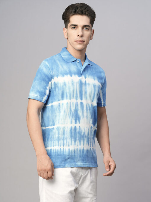 Men's Blue Cotton Regular Fit Tshirt - Image 4