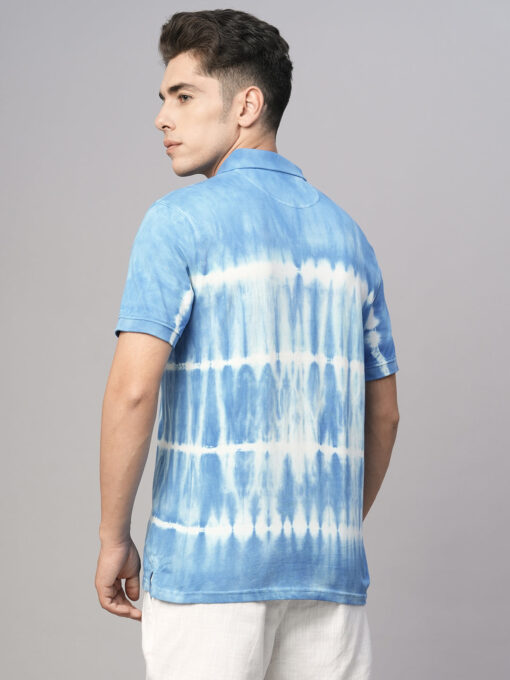 Men's Blue Cotton Regular Fit Tshirt - Image 5