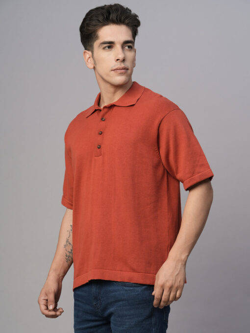 Men's Red Cotton Regular Fit Tshirt - Image 3