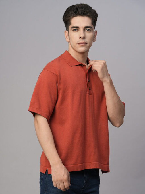 Men's Red Cotton Regular Fit Tshirt - Image 4