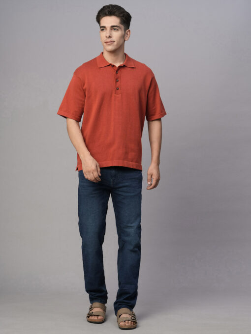 Men's Red Cotton Regular Fit Tshirt