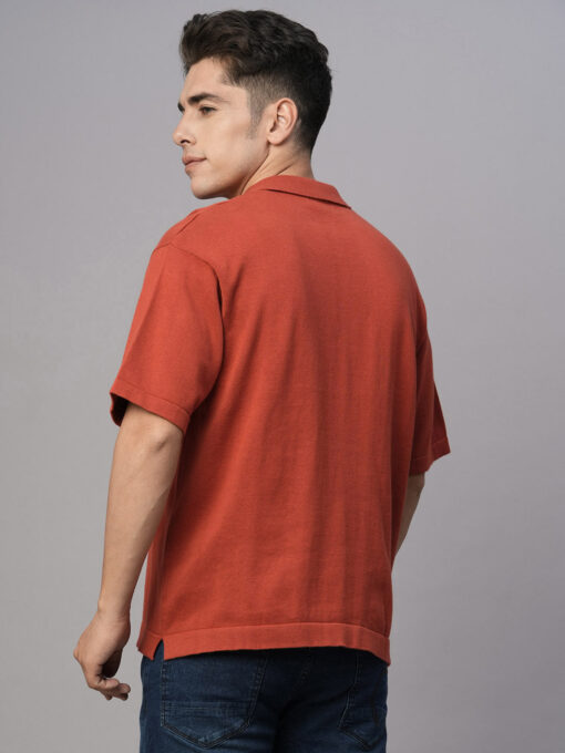 Men's Red Cotton Regular Fit Tshirt - Image 5