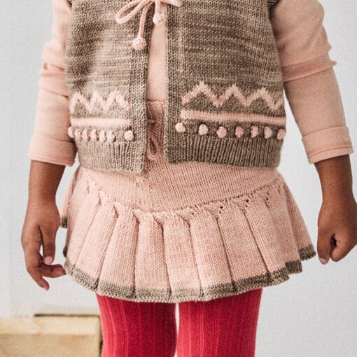 Baby & Kids Hand Knit Merino Wool Skating Pond Skirt - Faded Rose /Brut - Image 2