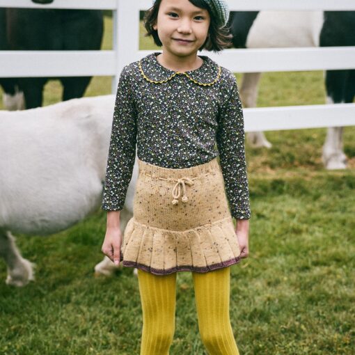 Hand Knit Merino Wool Skating Pond Skirt - Camel Confetti - Image 3