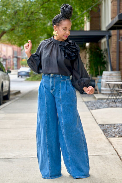 Rose Collar Sheer Blouse - Image 3