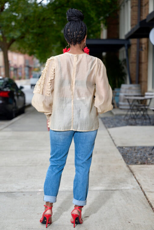 Ruffle Sunburst Blouse - Ruby - Image 4