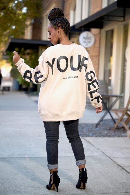 Be Yourself Oversize Sweatshirt -Cream (S-XL)