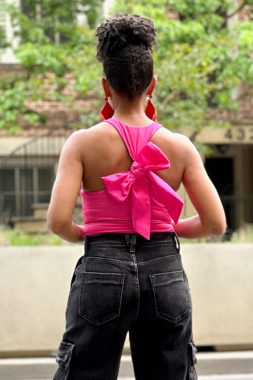 Racer Bow Back Bodysuit -Fuchsia-FINAL SALE