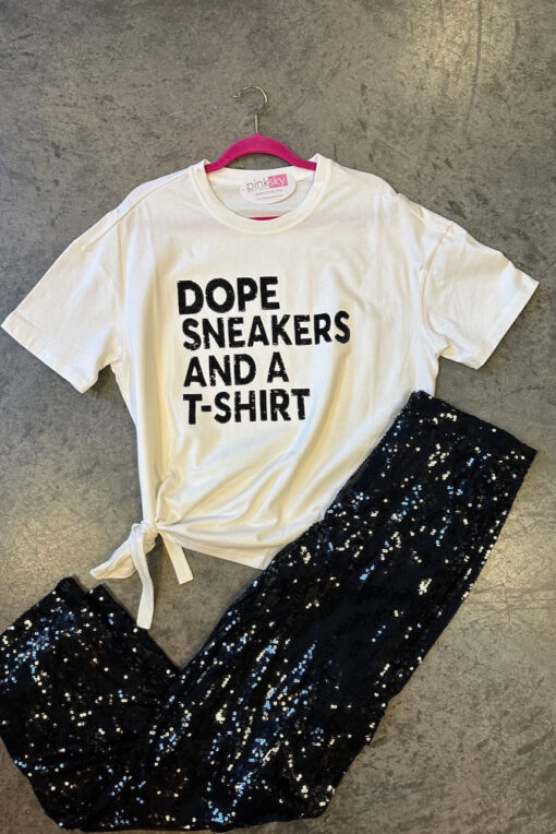 Sequin Dope Sneakers and a T-shirt Tee -Wht/Black