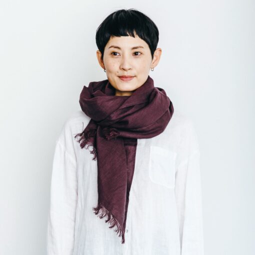 Roserie Linen Scarf - Claret