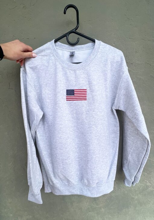 Embroidered American Flag Sweatshirt - Image 3