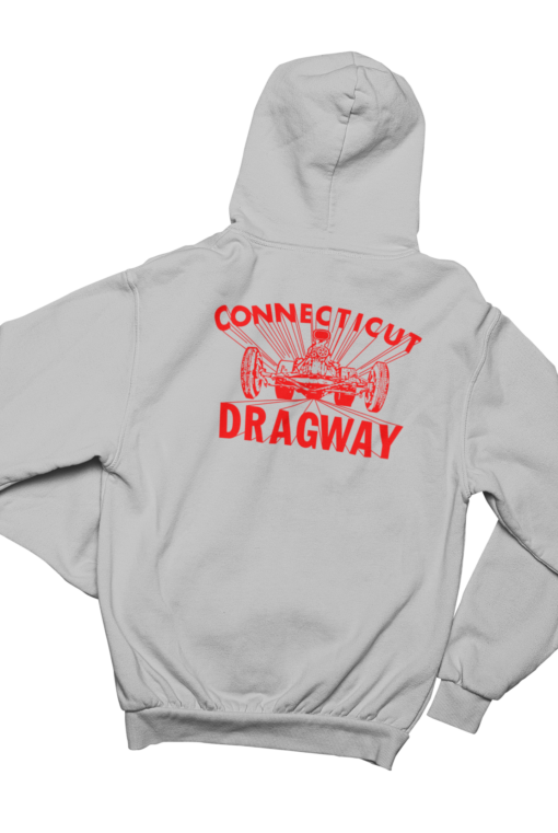 CT DRAGWAY Connecticut 1960's Dragster Logo Gray Hoodie Sweatshirt