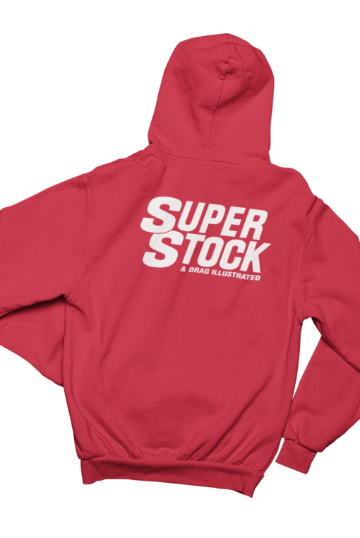 SUPER STOCK Magazine & Drag Illustrated Red White Logo Hoodie Sweatshirt Pullover