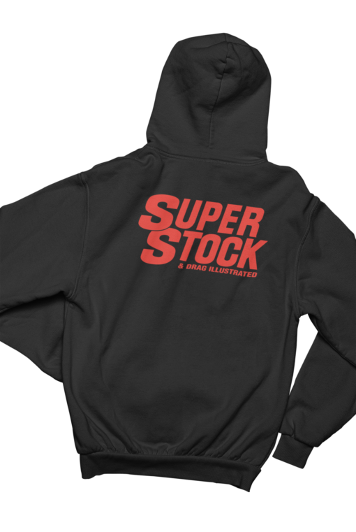 SUPER STOCK Magazine & Drag Illustrated Black Red Logo Hoodie Sweatshirt Pullover