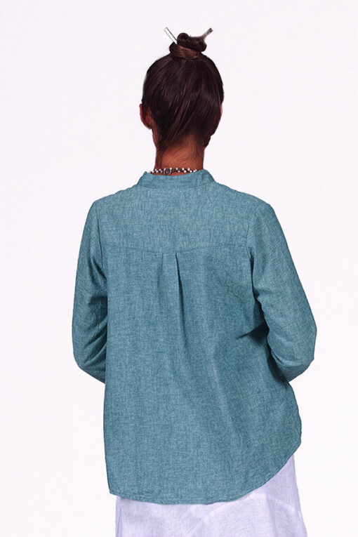 hemp and organic cotton button front a-line blouse - Image 5