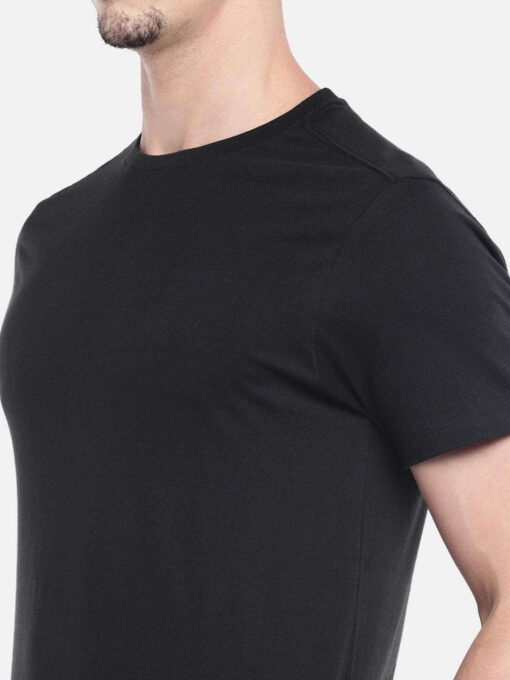 Men's Black Cotton Regular Fit TShirt - Image 5