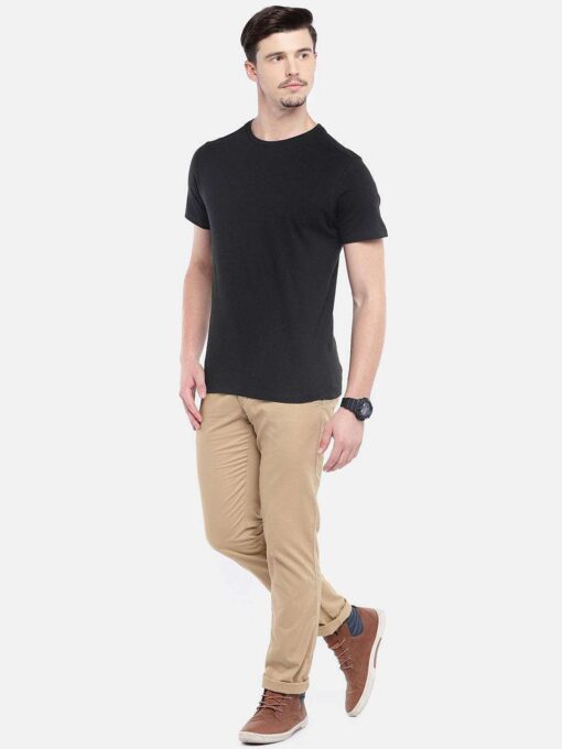 Men's Black Cotton Regular Fit TShirt - Image 4