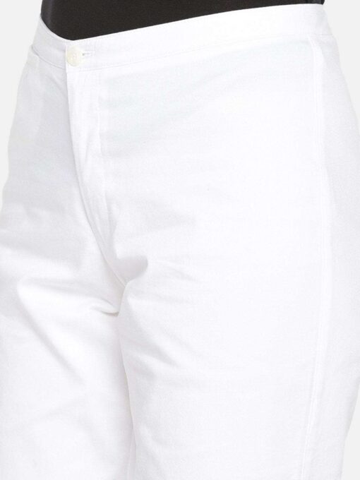 Women's Cotton Lycra White Regular Fit Pant - Image 5