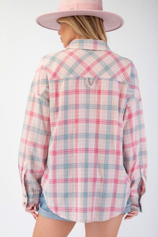 Blush Mint Plaid Button Down Shirt - Image 4