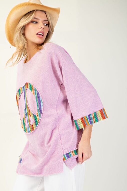 Taro Peace Sign Patch Terry Knit Tunic - Image 4