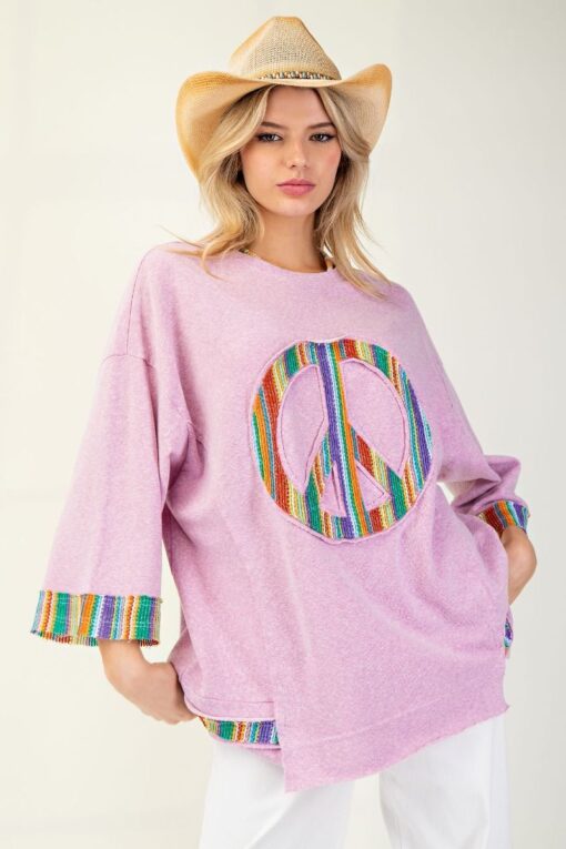 Taro Peace Sign Patch Terry Knit Tunic - Image 2