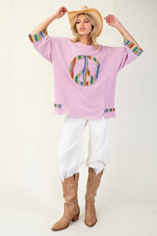 Taro Peace Sign Patch Terry Knit Tunic - Image 3