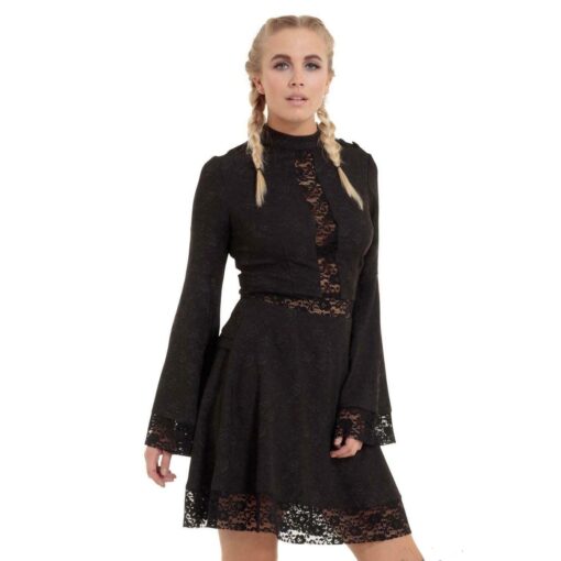 Jawbreaker - Bell Sleeve Flare Lace Up Back Dress