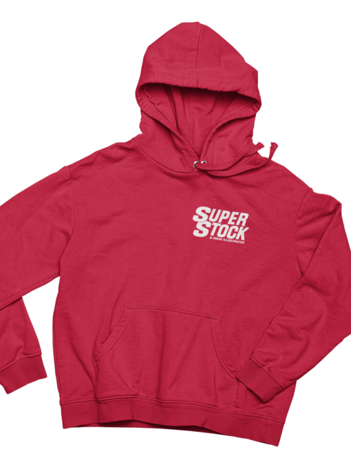 SUPER STOCK Magazine & Drag Illustrated Red White Logo Hoodie Sweatshirt Pullover - Image 2