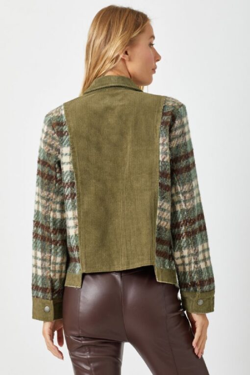 Olive Plaid Corduroy Jacket - Image 2