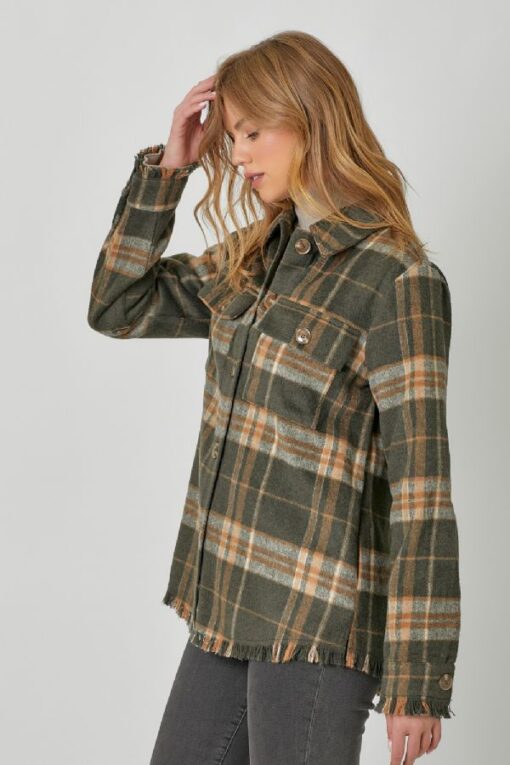 Olive Plaid Flannel - Image 3