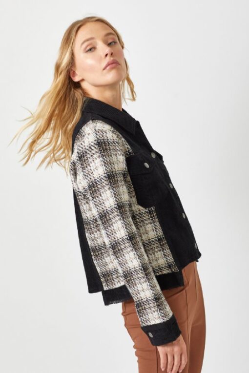 Black Plaid Corduroy Jacket - Image 3