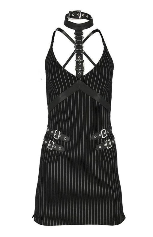 Restyle - Collared Pinstripe - Pinstripe Mini Dress - Image 2