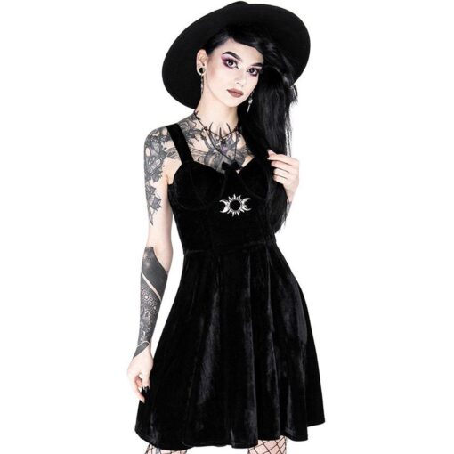 Restyle - TRIPLE GODDESS - Black Velvet Dress