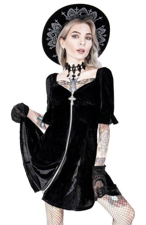 Restyle - Velvet Sweetheart Dress - Black Velvet Dress - Image 12