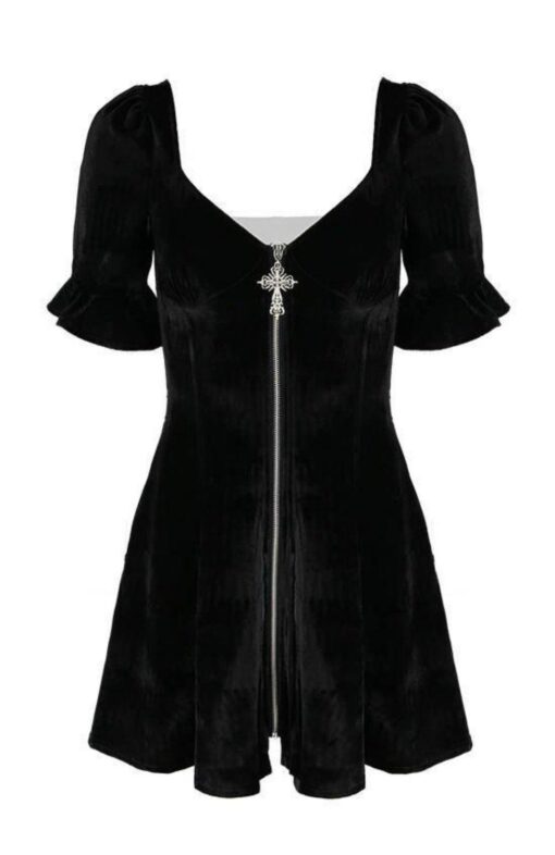 Restyle - Velvet Sweetheart Dress - Black Velvet Dress - Image 2