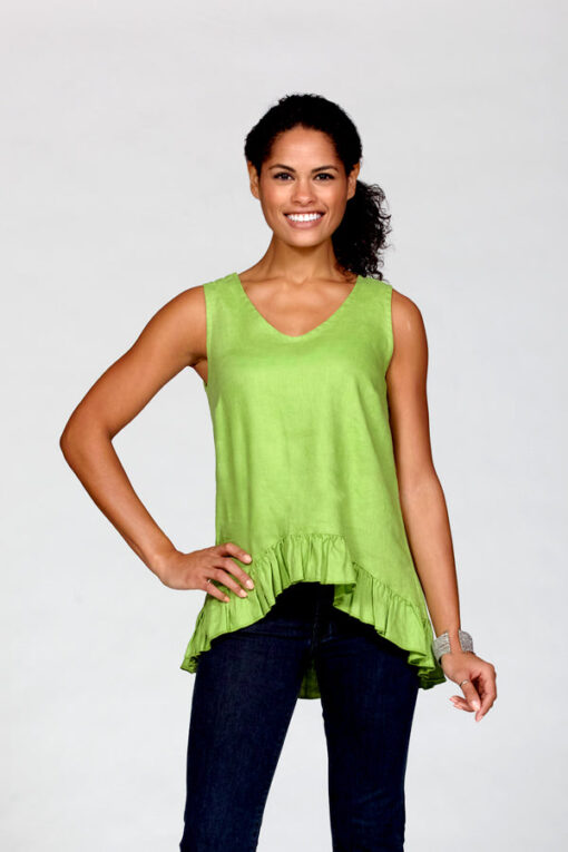 sleeveless linen ruffle top - Image 4