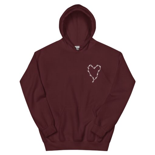 Barbed Wire Heart Hoodie (Maroon)